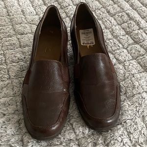 Women’s brown wedge loafers